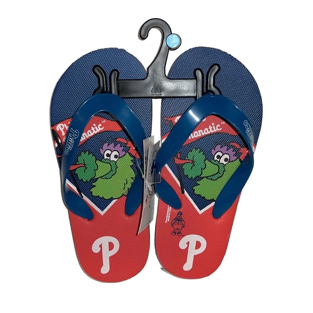 MLB Phillies Phanatics NEW Kids Youth Rubber Flip Flops Sandals Sz 11-12